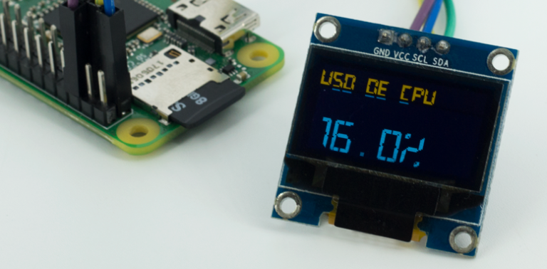 Informações da CPU da Raspberry Pi Zero W com display OLED